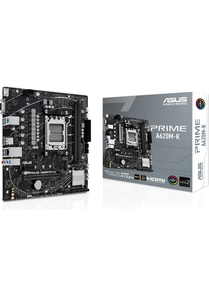 Prıme A620M-K Amd A620 Am5 Ddr5 6400 Hdmı Vga M2 Usb3.2 Aura Rgb Matx (Prıme A620M-K) Anakart