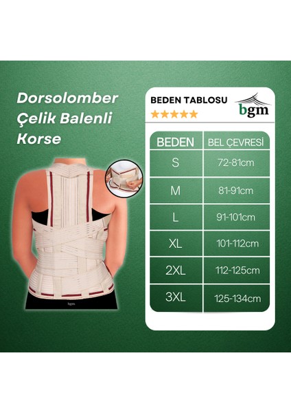 Dorsolomberr Çelik Balenli Korse Yüksek Kalite Sırt Bel Tüm Vücut Destek Dik Duruş Korsesi