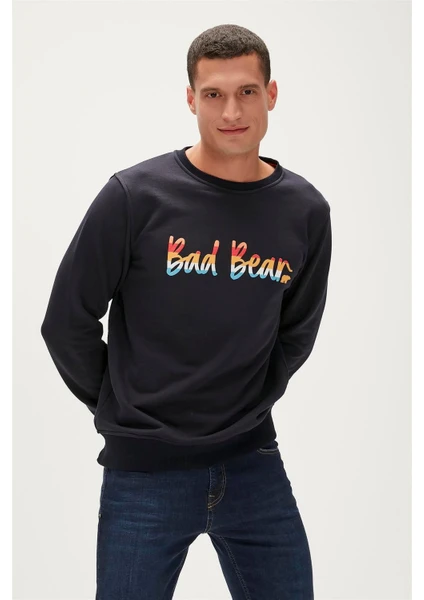 Bad Bear Manuscript Crewneck Erkek Lacivert Sweatshirt 23.02.12.016-C07