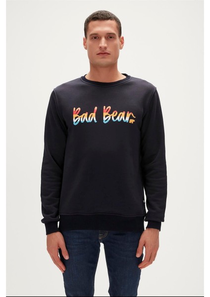 Bad Bear Manuscript Crewneck Erkek Lacivert Sweatshirt 23.02.12.016-C07