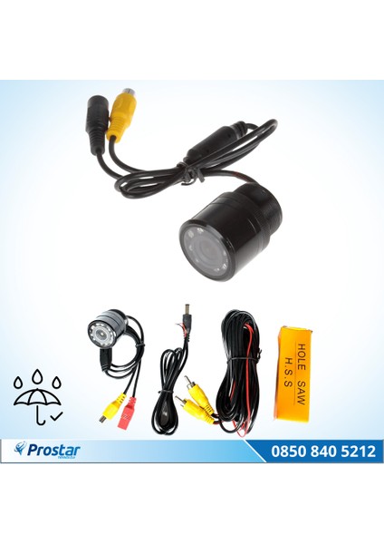 Gece Görüşlü 28 mm Vidalı Hd 9 LED Işıklı Geri Görüş