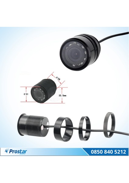 Gece Görüşlü 28 mm Vidalı Hd 9 LED Işıklı Geri Görüş fiyatları
