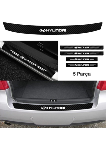 Hyundai I10 Için Uyumlu Aksesuar Oto Bağaj ve Kapı Eşiği Sticker Set Karbon