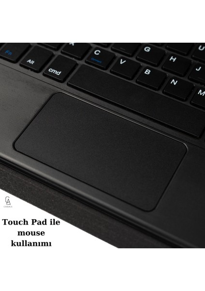 Apple iPad Pro 12.9 Inç 2022 6.nesil Uyumlu Touch Padli Tablet Kılıfı Bluetooth Bağlantılı Klavye