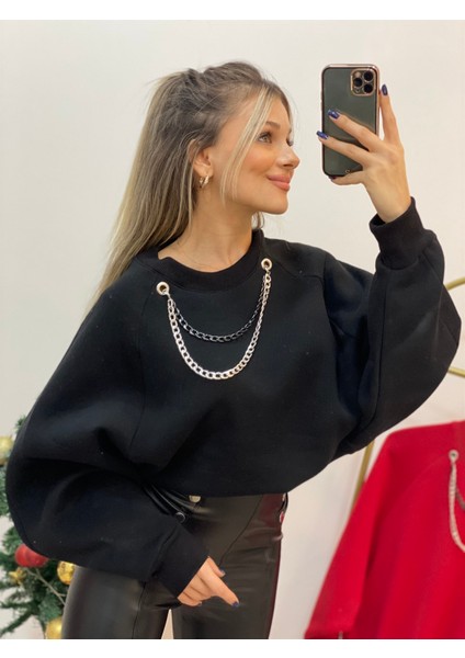 Yarasa Kol Kolyeli Içi Şardonlu Sweatshirt indirimleri