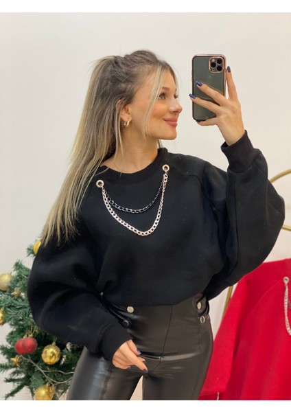 Yarasa Kol Kolyeli Içi Şardonlu Sweatshirt fiyatları