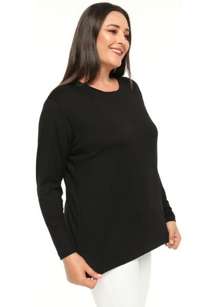 Kadın Büyük Beden Sırt Transparan Tül Detaylı Siyah Bluz indirimleri