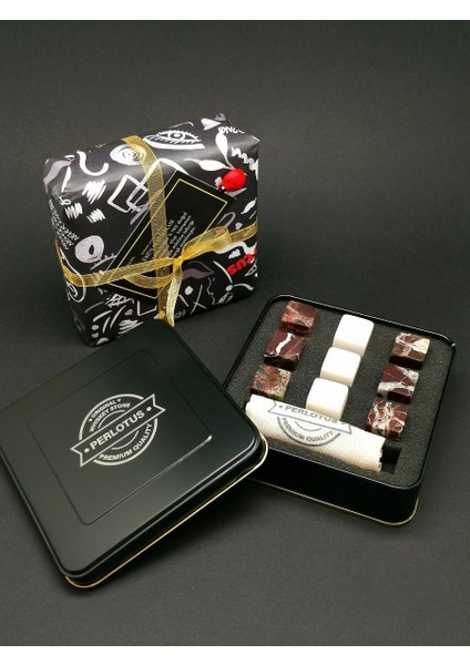 Beyaz Vişne Mermer Viski Taşı Hediye Kutulu