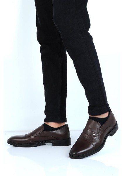 M575 Kahve Kauçuk Deri Erkek Klasik Ayakkabı