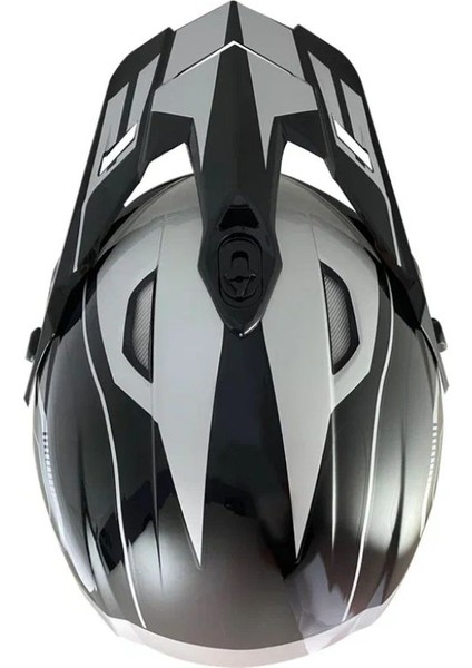 Motosiklet Ce Onaylı Kask Içi Yıkanılabilir Cross Kask Forza Sılver