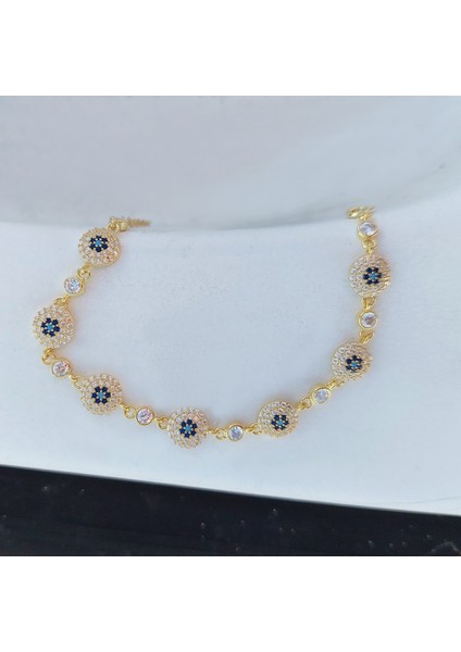 925 Ayar Gümüş Gold Çoklu Nazar Bileklik fırsatları
