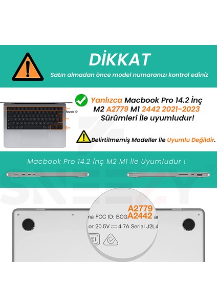 Macbook Pro 2021/23 14,2 Inç M1-M2 Çip A2442 A2779 Ile Uyumlu Parlak Diamond Dust Simli Kılıf