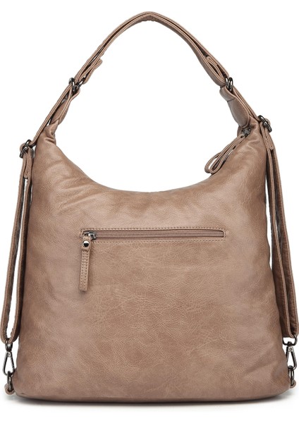 21K Yıkama Deri Hem Sırt Hem Postacı Kadın Çantası BC 1863 - Vizon fiyatları