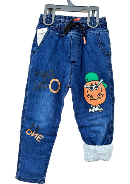 Welsoftlu Beli Lastikli Jean Erkek Kot Kişlik Kalin Pantolon Jeans