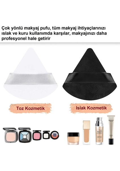 1 Adet Lila Üçgen Pamuk Yıkanabilir Kadife Puf Yüz Kontür Makyaj Bez Süngeri Kozmetik Fondöten