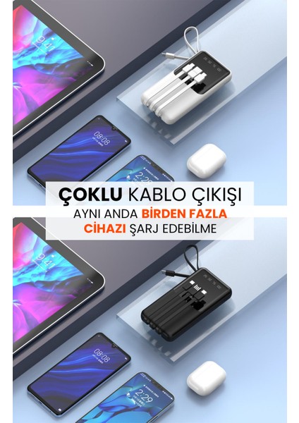 Luffy Case 10.000 Mah Elite Dahili 4 Kablolu Dijital Göstergeli Işıklı Powerbank Taşınabilir Şarj Cihazı