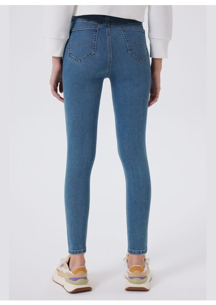 Yüksek Bel Dar Paça Super Skinny Lacivert Kadın Denim Pantolon 241 Lcf 121026 Jaycee Ramıra Mıd modelleri