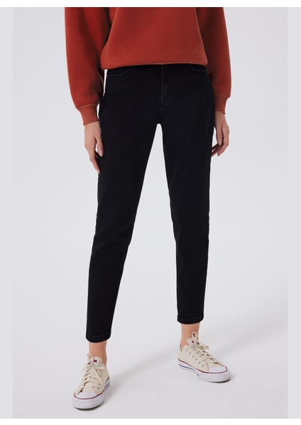 Yüksek Bel Boru Paça Straight Siyah Kadın Denim Pantolon 241 Lcf 121022 Funny Easter Black fiyatları