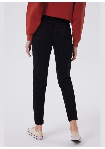 Yüksek Bel Boru Paça Straight Siyah Kadın Denim Pantolon 241 Lcf 121022 Funny Easter Black modelleri