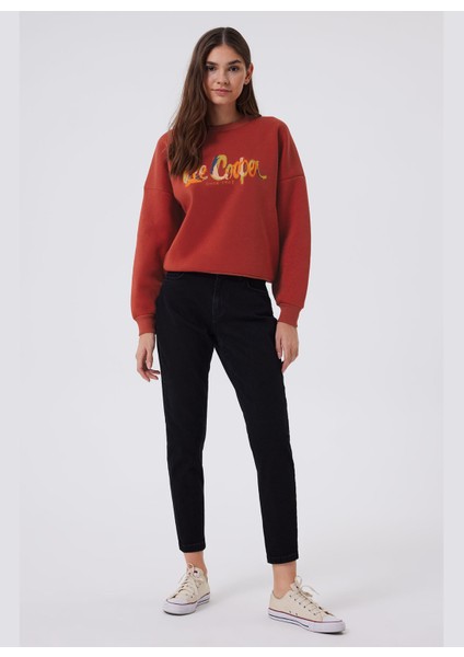 Yüksek Bel Boru Paça Straight Siyah Kadın Denim Pantolon 241 Lcf 121022 Funny Easter Black