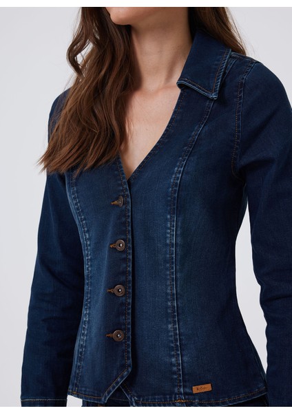 Lee Cooper Standart Klasik Yaka Mavi Kadın Gömlek 241 Lcf 141002 Mısty 1 Denım fırsatları