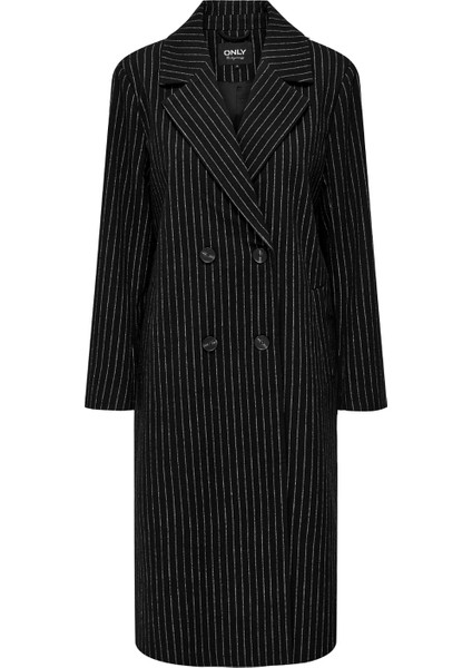 Koyu Siyah Kadın Kaban Onljosıe Pın Strıpe Wool Coat cc Ot indirimleri