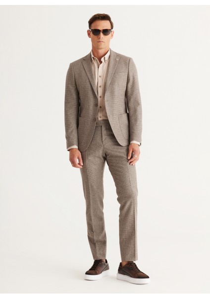Slim Fit Düğmeli Yaka Bej Erkek Gömlek 4A2024100059 indirimleri