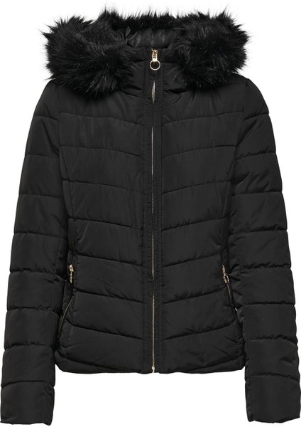 Siyah Kadın Mont Onlellan Quılted Hood Jacket cc Otw modelleri
