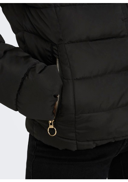 Siyah Kadın Mont Onlellan Quılted Hood Jacket cc Otw indirimleri