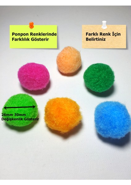 30 mm 6 Adet Renkli Karışık Ponpon Kedi Oyuncağı