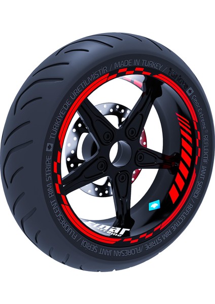 Reflektif Kırmızı Moto Gp Iç Dış Jant Şeridi Takım Sticker Çınar Extreme