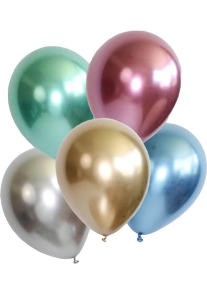 Balon Krom Balon Aynalı Helyum Balon 10 Adet