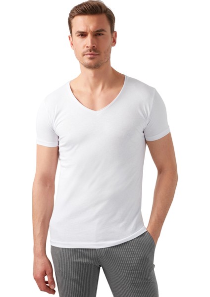 V Yaka Basic T Shirt Erkek T Shirt 5412001 indirimleri