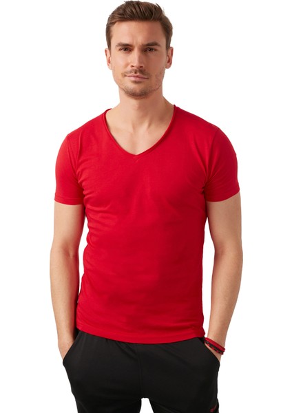 V Yaka Basic T Shirt Erkek T Shirt 5412001