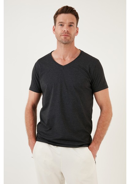 Pamuk Slim Fit V Yaka Basic T Shirt Erkek T Shirt 5412001