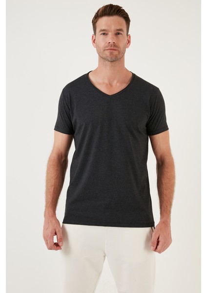 Pamuk Slim Fit V Yaka Basic T Shirt Erkek T Shirt 5412001