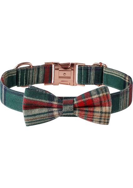 Ilmek Köpek Yaka Noel Ekose Gül Altın Toka High-End Pet Yaka Ilmek (Yurt Dışından)