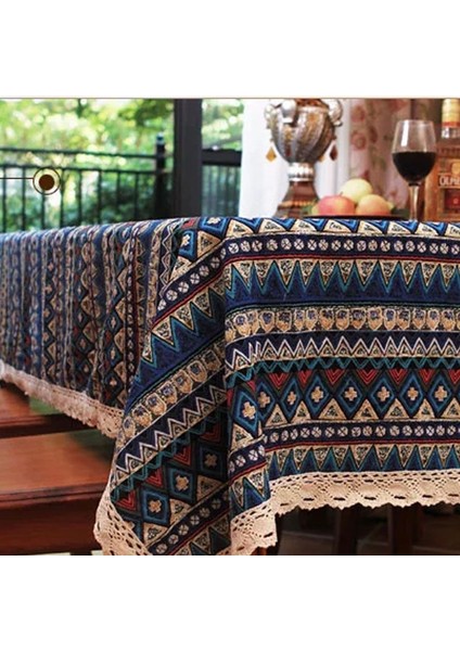 Egzotik Masa Örtüsü Retro Amerikan Etnik Tarzı Kare Masa Örtüsü Bohem Pamuk Keten Sehpa Masa Örtüsü (Yurt Dışından)