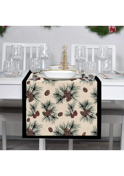 Noel Masa Koşucu Keten Izolasyon Karikatür Masa Dizlili Çay Mat Tv Dolap Dekoratif Bez (Yurt Dışından)