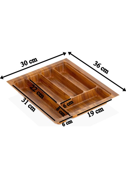 30x36 5 gözlü Çekmece Içi Ahşap Renk Kaşıklık Ücretsiz Kesim (Max 26,5x32,5 Cm'e Kesilir)