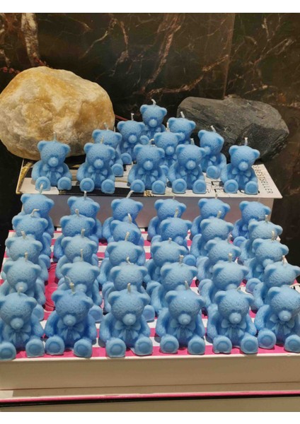 Iv Candles Babyshower 30 Adet Bebe Mavisi Ayıcık Mum