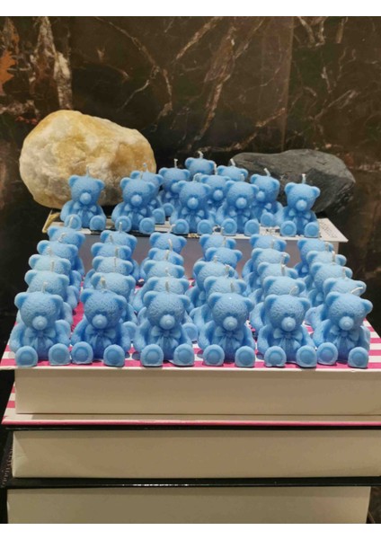 Iv Candles Babyshower 30 Adet Bebe Mavisi Ayıcık Mum