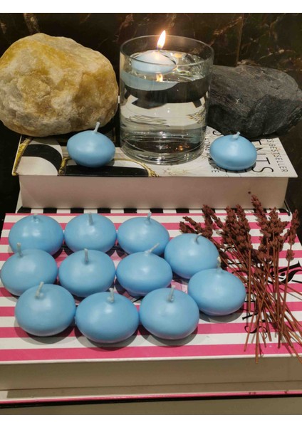 Iv Candles 12'li Bebe Mavisi Suda Yüzen Mum