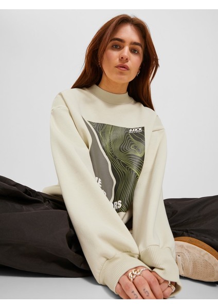 Jxella Loose Crew Ls Swt Kadın Beyaz Sweatshirt 12241324-White modelleri