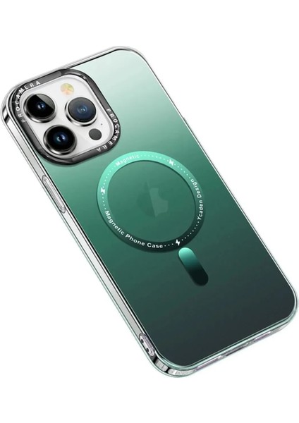 Grass Apple iPhone 14 Pro Uyumlu Gradyan Renkli Magsafe Kılıf Yeşil modelleri