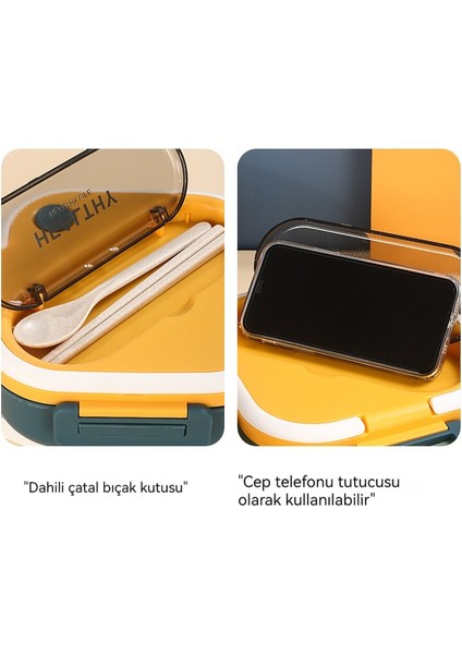Taşınabilir Bölünmüş Kare Tek Katmanlı Mühürlü Öğle Yemeği Kutusu, Su Bardağı ve Sofra Takımı1 (Yurt Dışından)