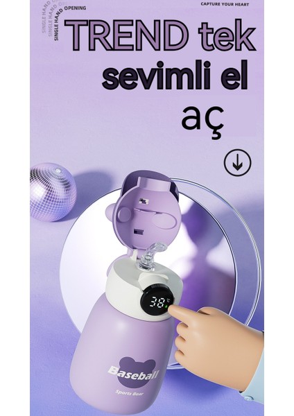 Sıcaklık Göstergesi Termos Bardak Çocuk Saman Su Isıtıcısı Öğrenci Su Bardağı (Yurt Dışından)