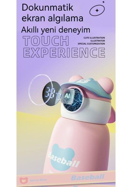 Sıcaklık Göstergesi Termos Bardak Çocuk Saman Su Isıtıcısı Öğrenci Su Bardağı (Yurt Dışından)