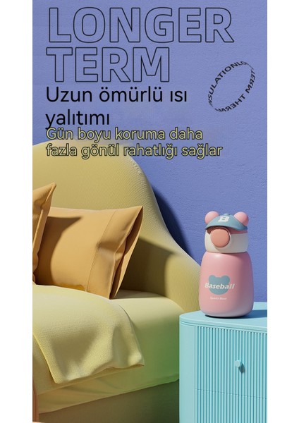 Sıcaklık Göstergesi Termos Bardak Çocuk Saman Su Isıtıcısı Öğrenci Su Bardağı (Yurt Dışından)