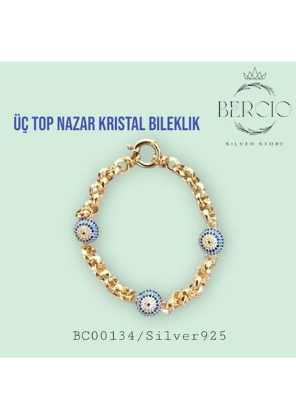 Üç Top Nazar Kristal Bileklik